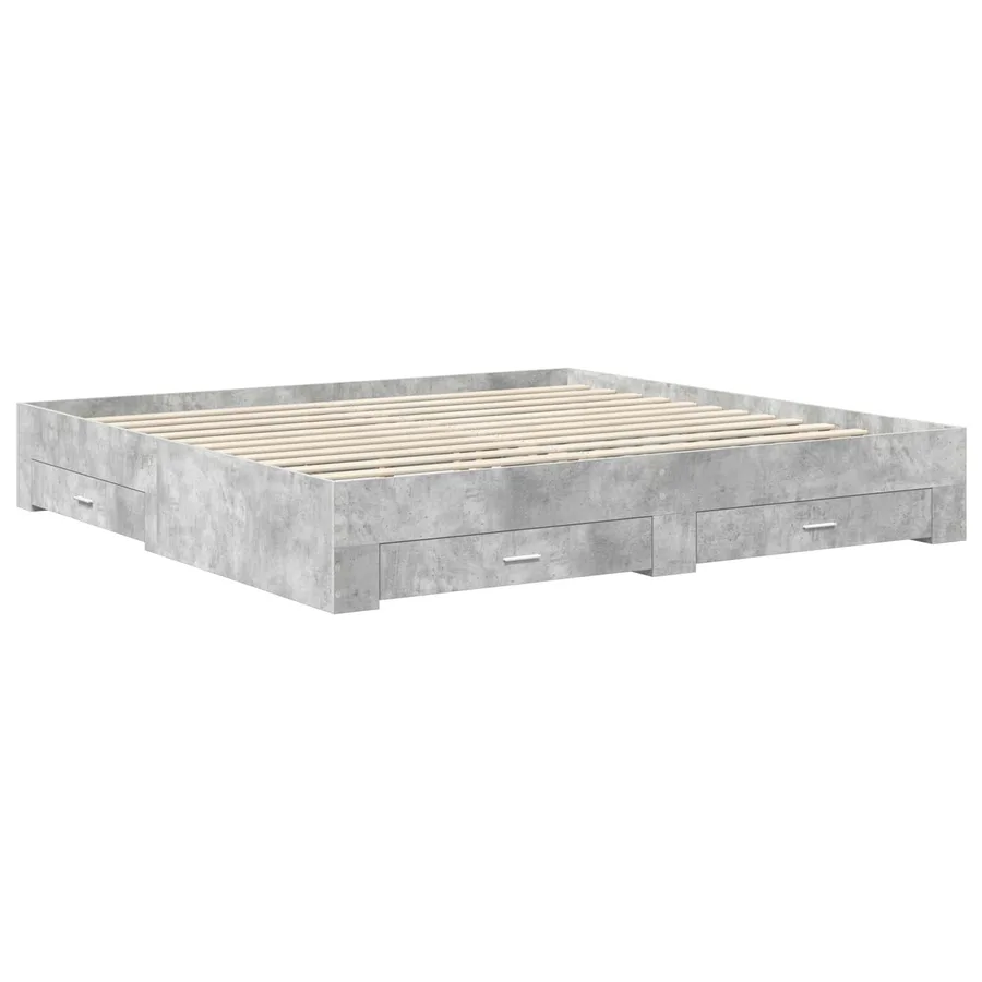 Cadre de lit Chêne fumé 200 x 200 cm Bois d'ingénierie - 6