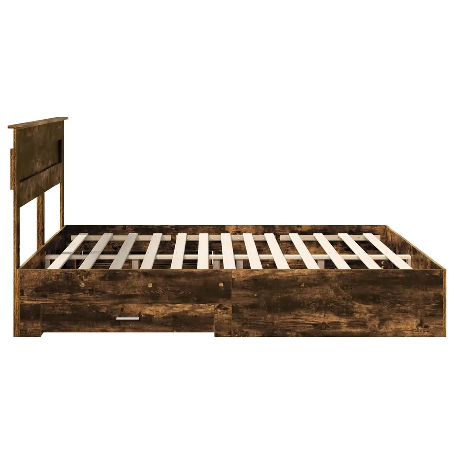 Cadre de lit Chêne fumé 200 x 200 cm Bois d'ingénierie - 9