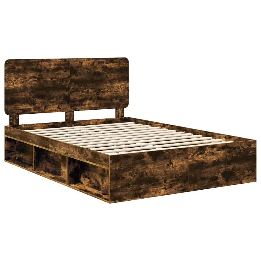 Cadre de lit Chêne fumé 150 x 200 cm Bois de pin massif - 4