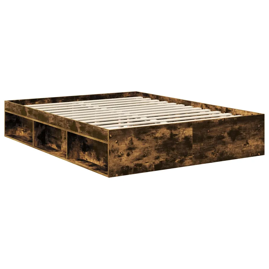 Cadre de lit Chêne fumé 150 x 200 cm Bois de pin massif - 5