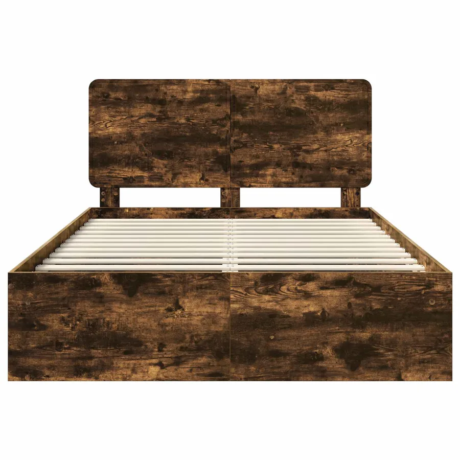 Cadre de lit Chêne fumé 150 x 200 cm Bois de pin massif - 7