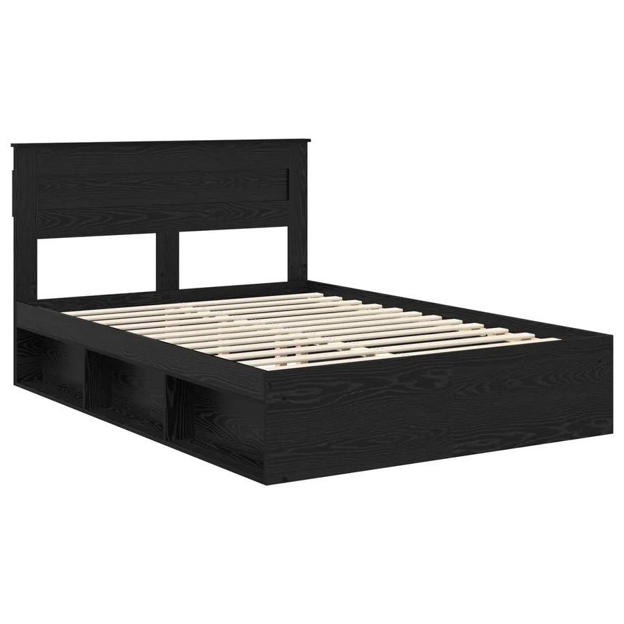 Cadre de lit avec stockage Noir 160 x 200 cm Bois de pin massif - 4