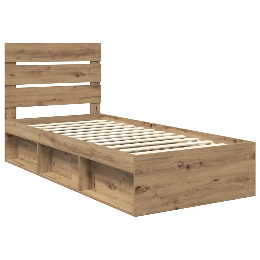 Cadre de lit Chêne artisan 90 x 190 cm Bois de pin massif - 4