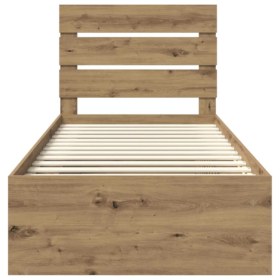 Cadre de lit Chêne artisan 90 x 190 cm Bois de pin massif - 7