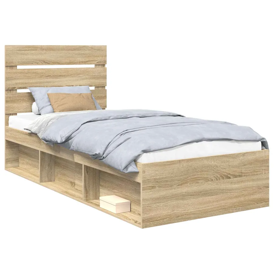 Cadre de lit Chêne Sonoma 90 x 200 cm Bois de pin massif - 2