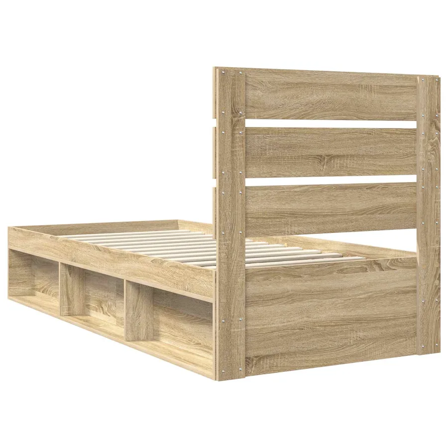 Cadre de lit Chêne Sonoma 90 x 200 cm Bois de pin massif - 9