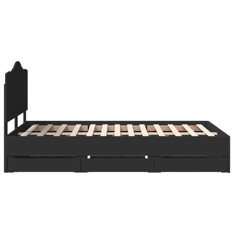 Cadre de lit avec tiroir Noir 120 x 200 cm Bois Ingénierie - 9
