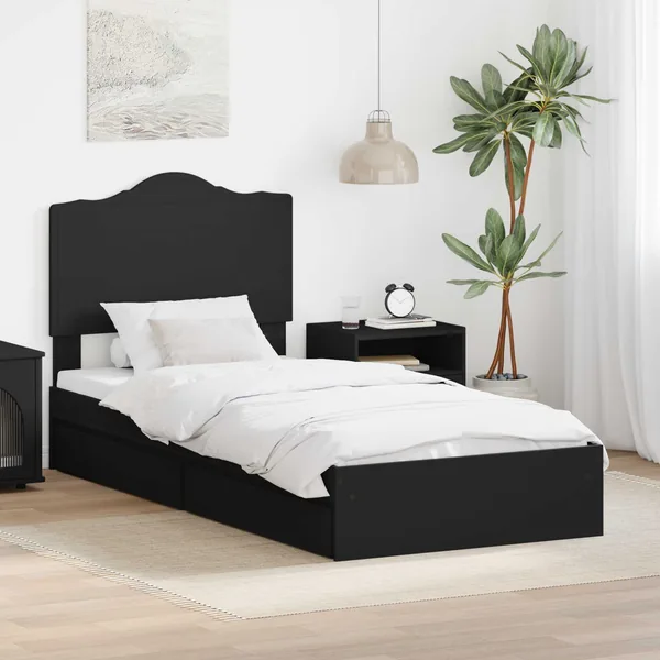 Lit de Rangement avec tiroir Noir 70 x 190 cm Bois d'ingénierie