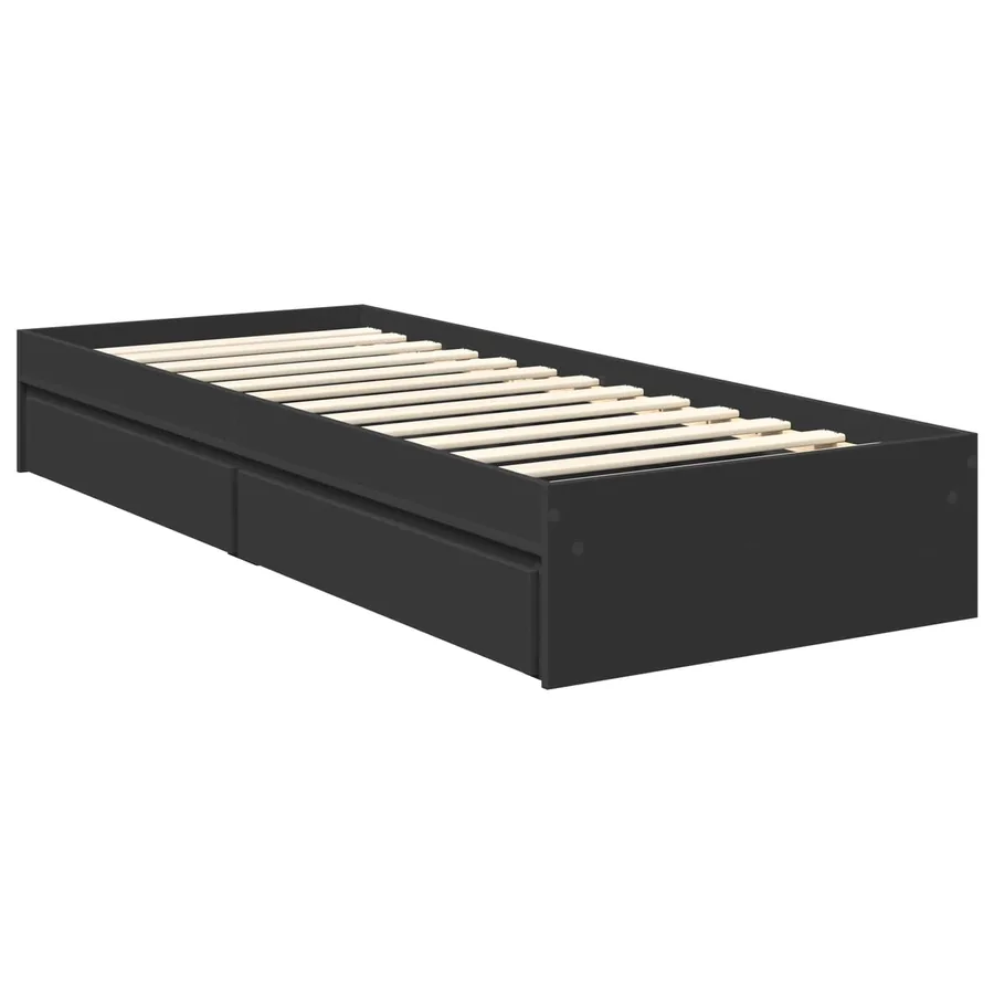 Lit de Rangement avec tiroir Noir 70 x 190 cm Bois d'ingénierie - 6