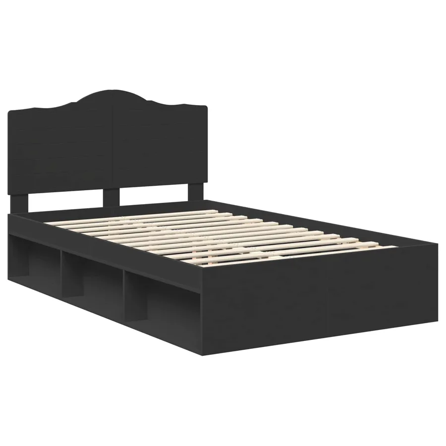 Cadre de lit avec tête de lit Noir 120 x 190 cm Pin massif - 4