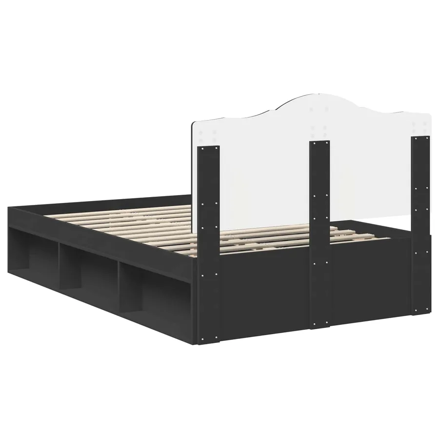 Cadre de lit avec tête de lit Noir 120 x 190 cm Pin massif - 9