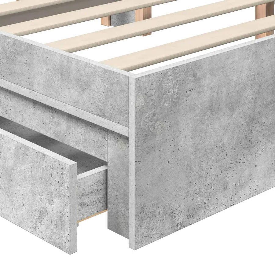Lit de Rangement Gris béton 135 x 190 cm Bois d'ingénierie - 11