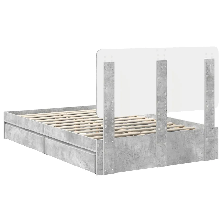 Lit de Rangement Gris béton 135 x 190 cm Bois d'ingénierie - 8