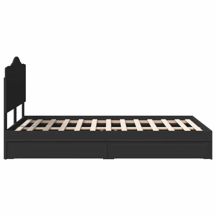 Lit de Rangement Noir 120 x 190 cm Bois d'ingénierie - 9