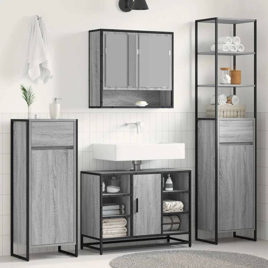 Cabinet de salle de bain Gris Sonoma 40 x 30 x 100 cm