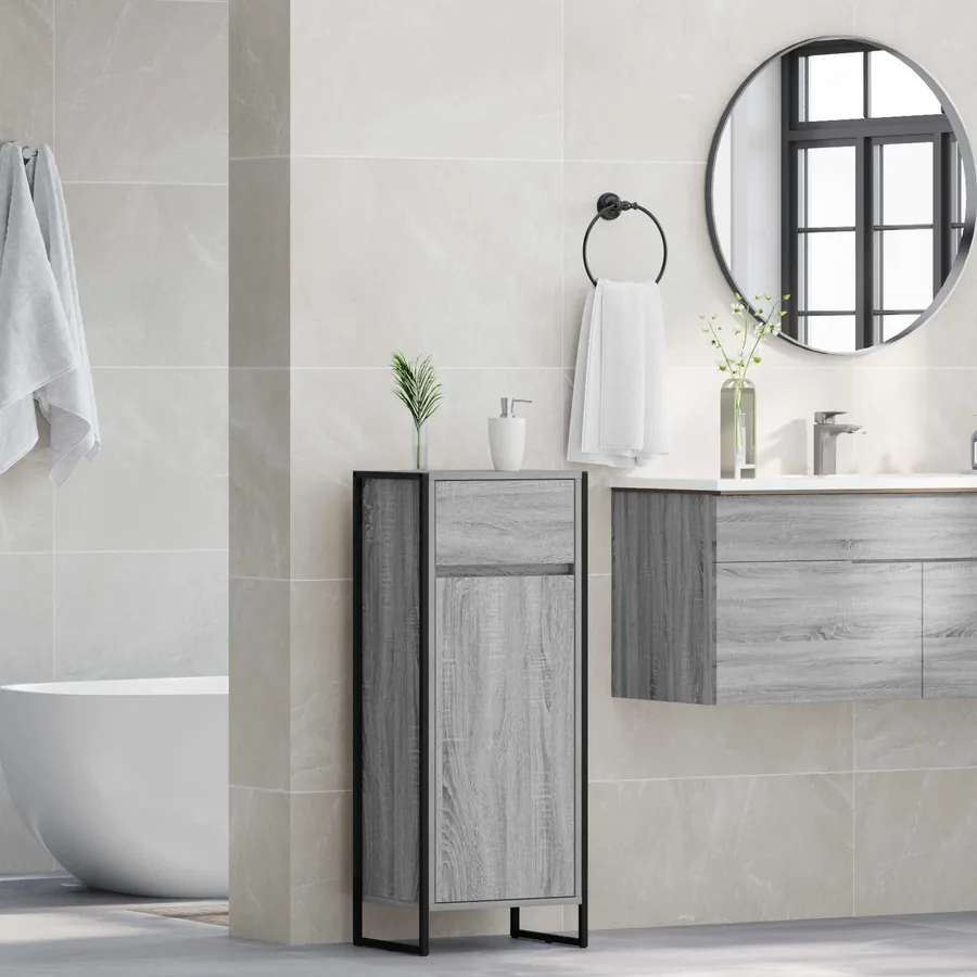 Cabinet de salle de bain Gris Sonoma 40 x 30 x 100 cm - 4