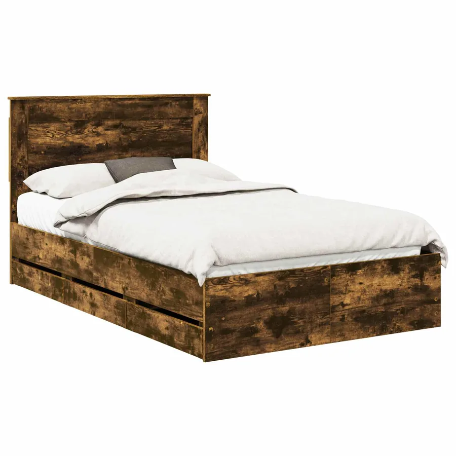 Cadre de lit Chêne fumé 120 x 200 cm Bois Ingénierie - 2