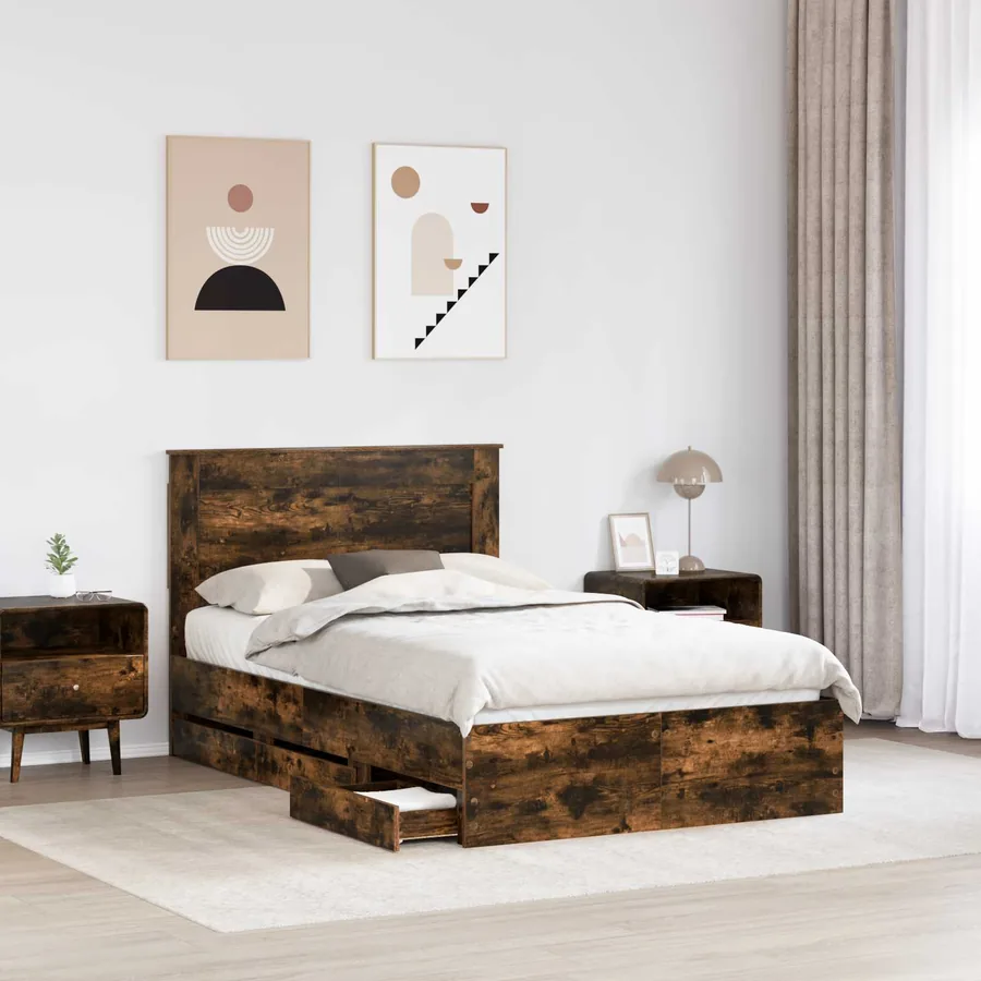 Cadre de lit Chêne fumé 120 x 200 cm Bois Ingénierie - 3