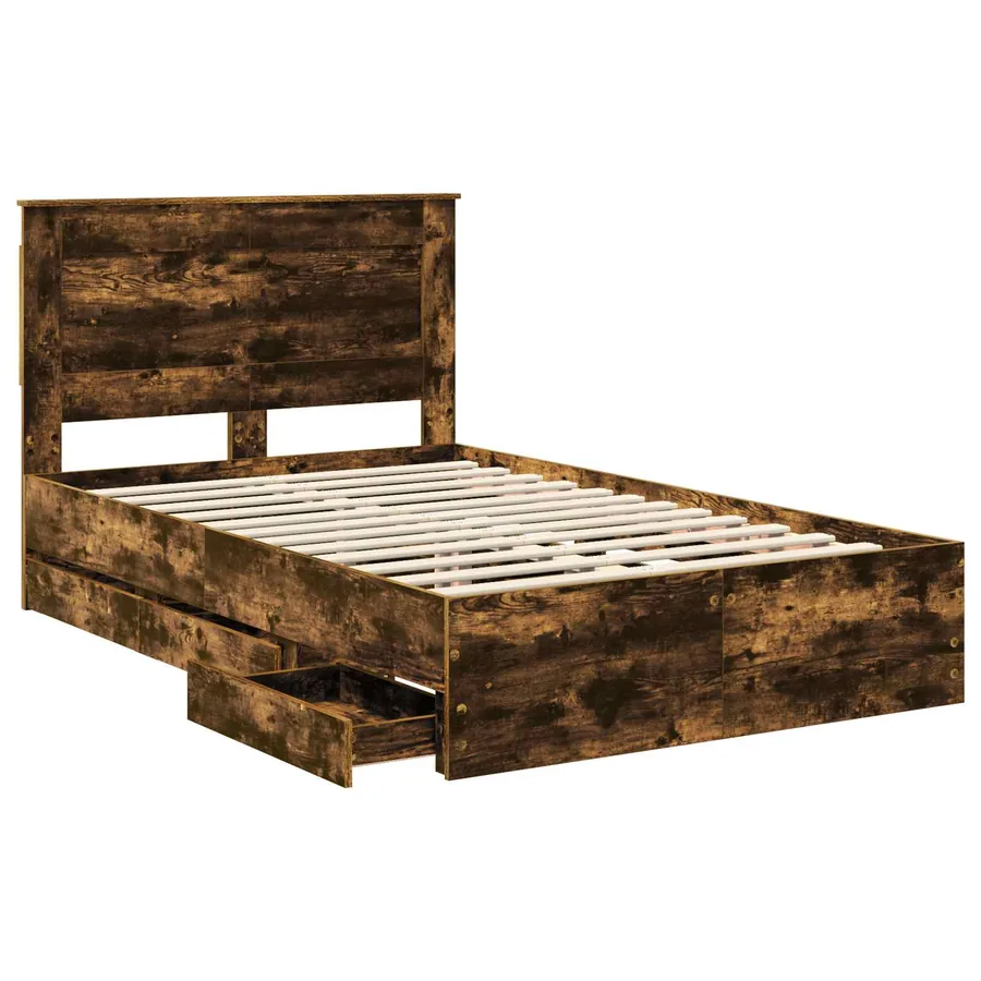 Cadre de lit Chêne fumé 120 x 200 cm Bois Ingénierie - 5