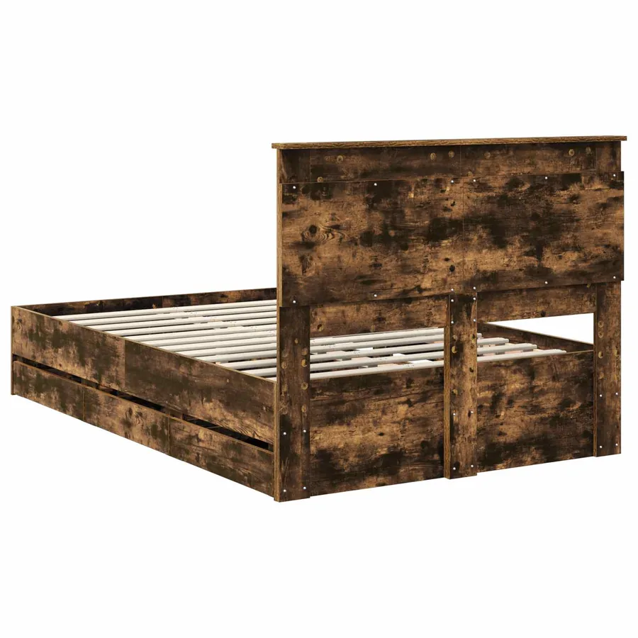Cadre de lit Chêne fumé 120 x 200 cm Bois Ingénierie - 8