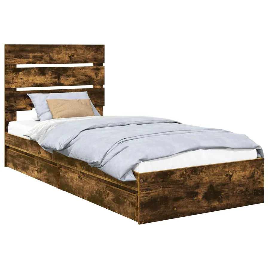 Lit de Rangement Chêne fumé 90 x 200 cm Bois d'ingénierie - 2