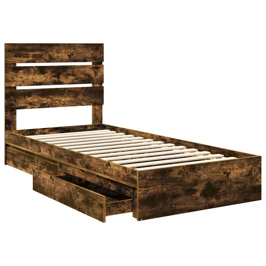 Lit de Rangement Chêne fumé 90 x 200 cm Bois d'ingénierie - 5