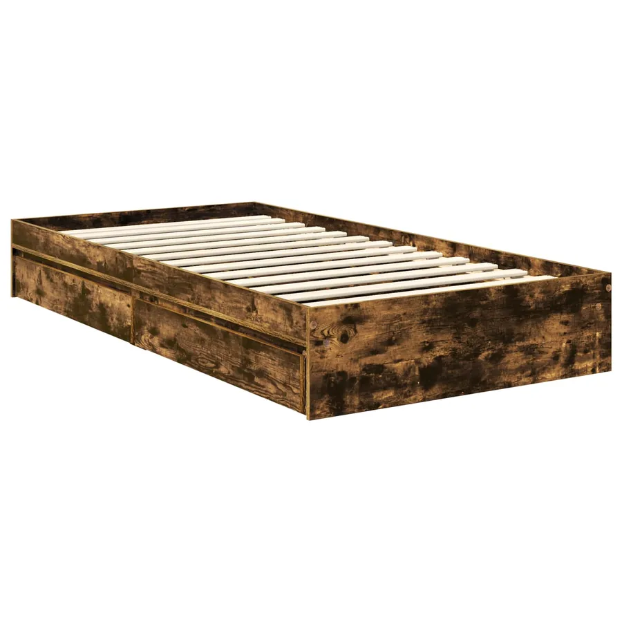 Lit de Rangement Chêne fumé 90 x 200 cm Bois d'ingénierie - 6