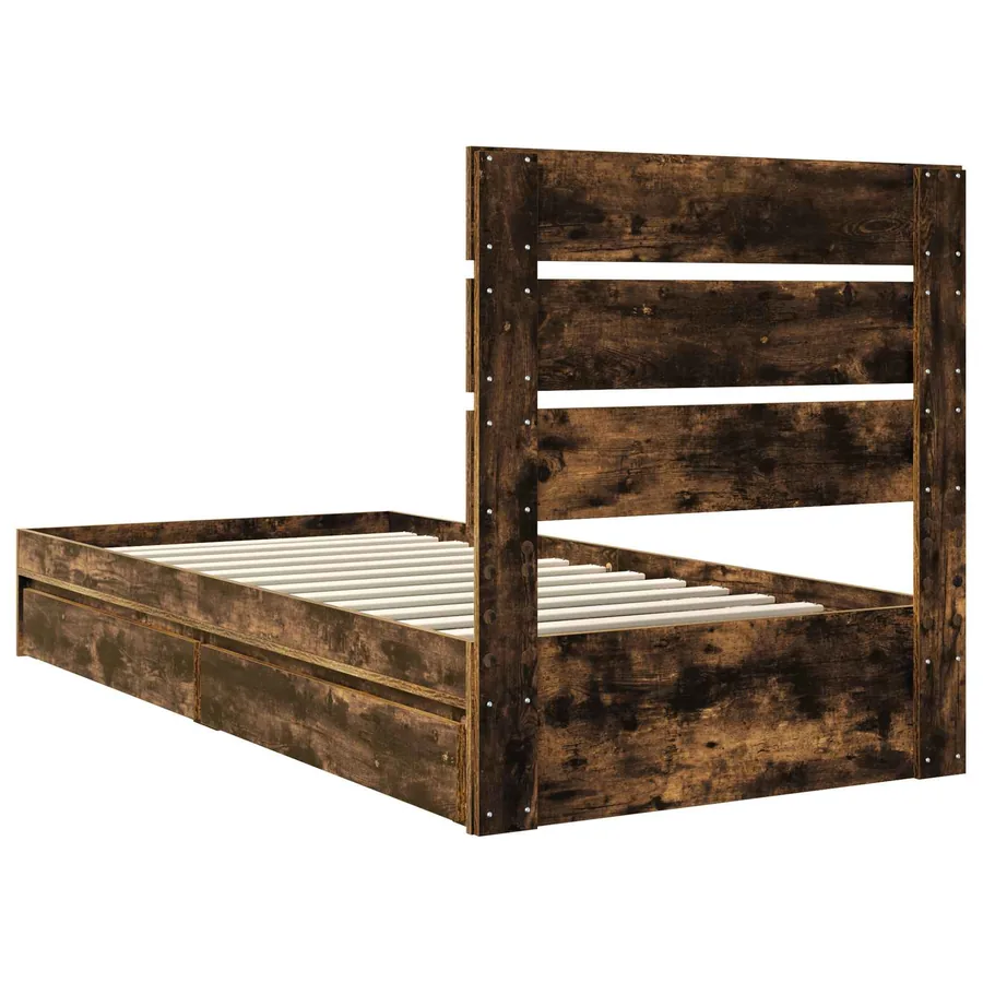Lit de Rangement Chêne fumé 90 x 200 cm Bois d'ingénierie - 8