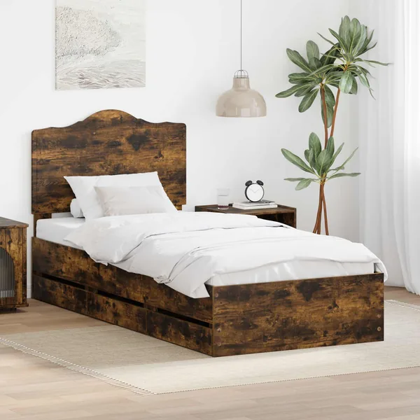 Cadre de lit Chêne Fumé 100 x 200 cm Bois Ingénierie