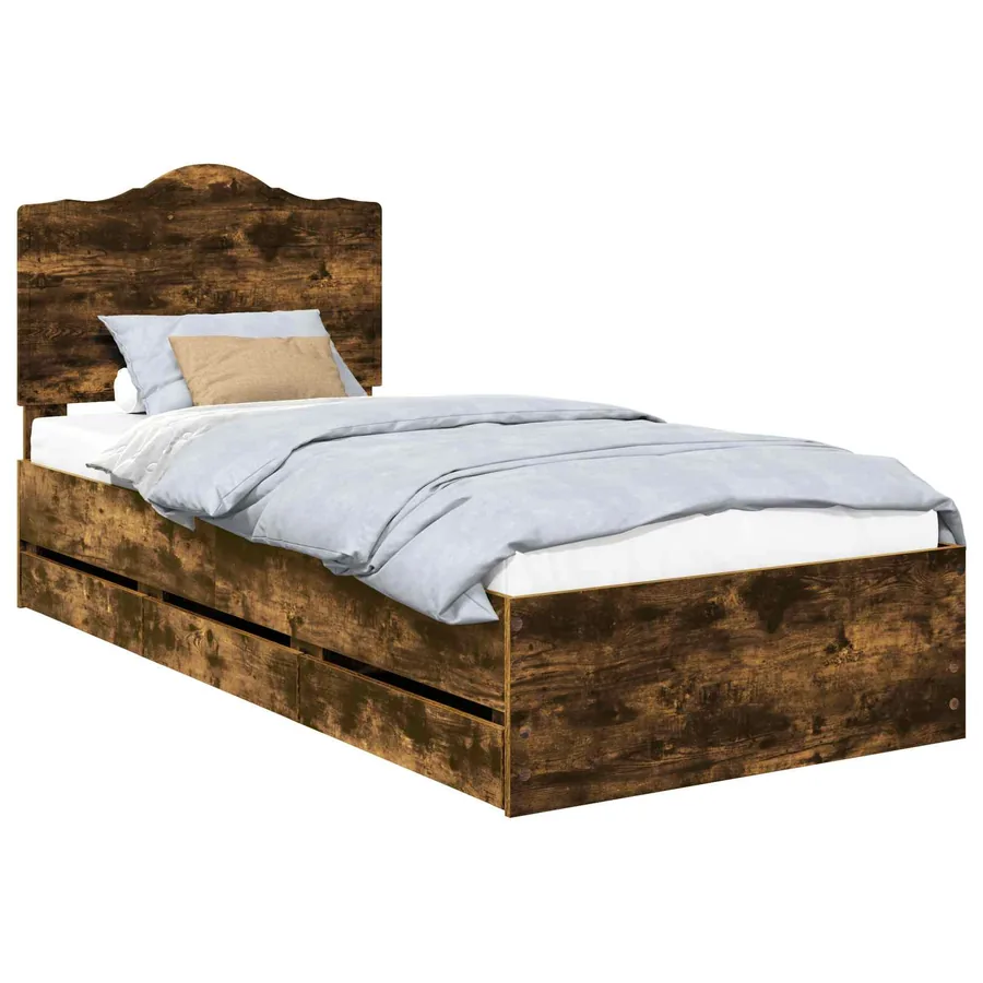 Cadre de lit Chêne Fumé 100 x 200 cm Bois Ingénierie - 2