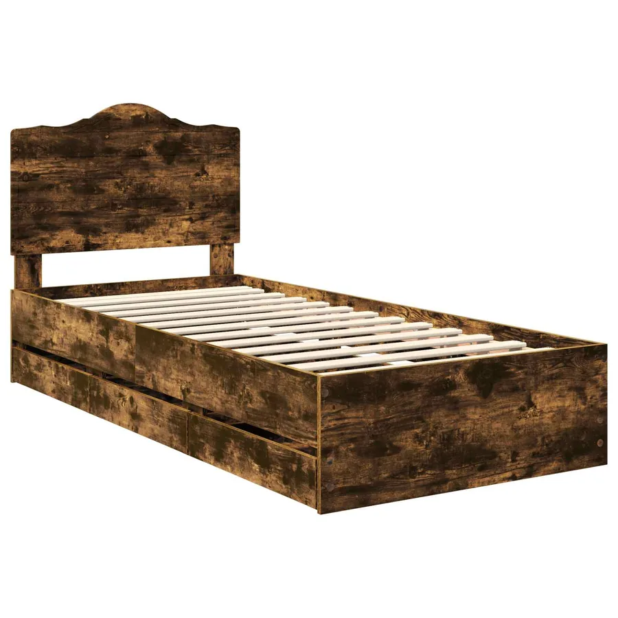 Cadre de lit Chêne Fumé 100 x 200 cm Bois Ingénierie - 4