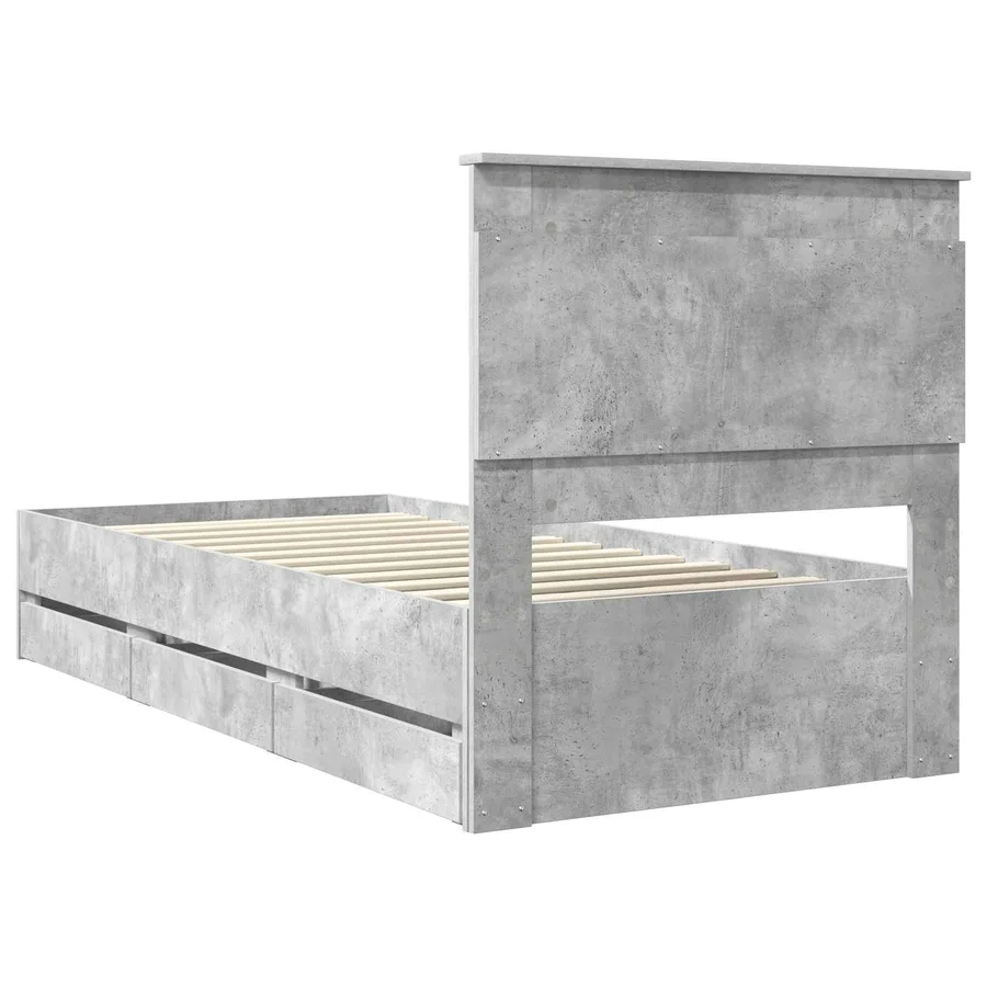 Cadre de lit avec tiroir Gris béton 90 x 200 cm Bois Ingénierie - 10