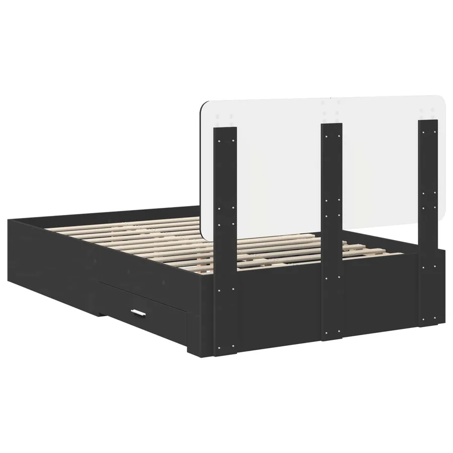 Cadre de lit avec tiroir Noir 135 x 190 cm Bois d'ingénierie - 10