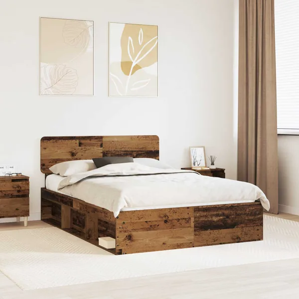 Cadre de lit Bois ancien 140 x 200 cm Pin massif