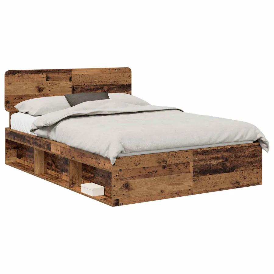 Cadre de lit Bois ancien 140 x 200 cm Pin massif - 2