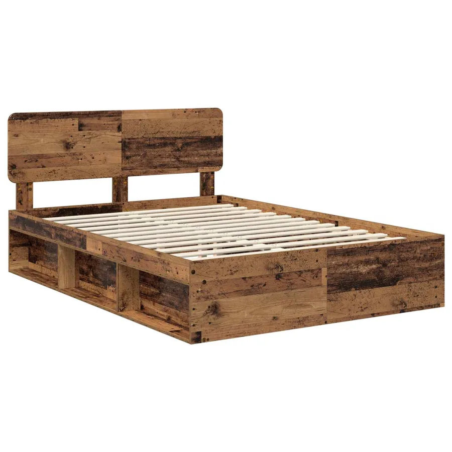 Cadre de lit Bois ancien 140 x 200 cm Pin massif - 4