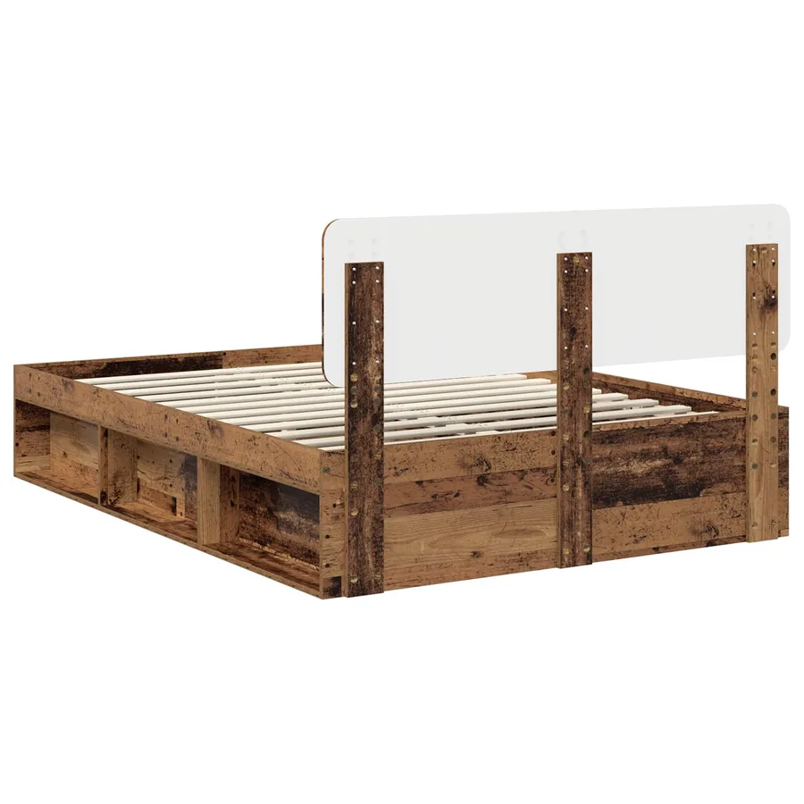 Cadre de lit Bois ancien 140 x 200 cm Pin massif - 9