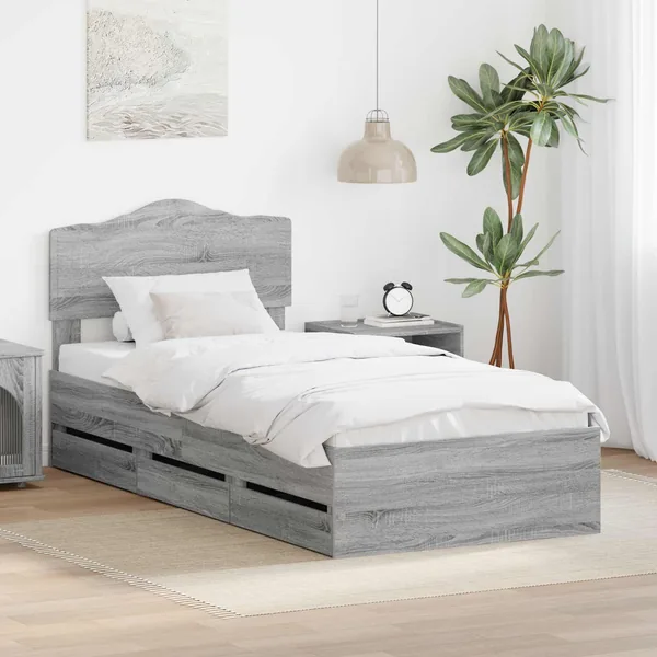 Cadre de lit Gris Sonoma 90 x 200 cm Bois Ingénierie