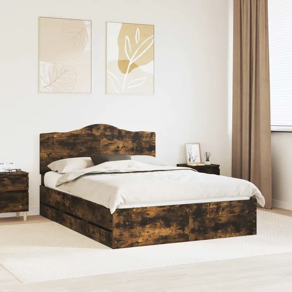 Cadre de lit Chêne Fumé 150 x 200 cm Bois Ingénierie