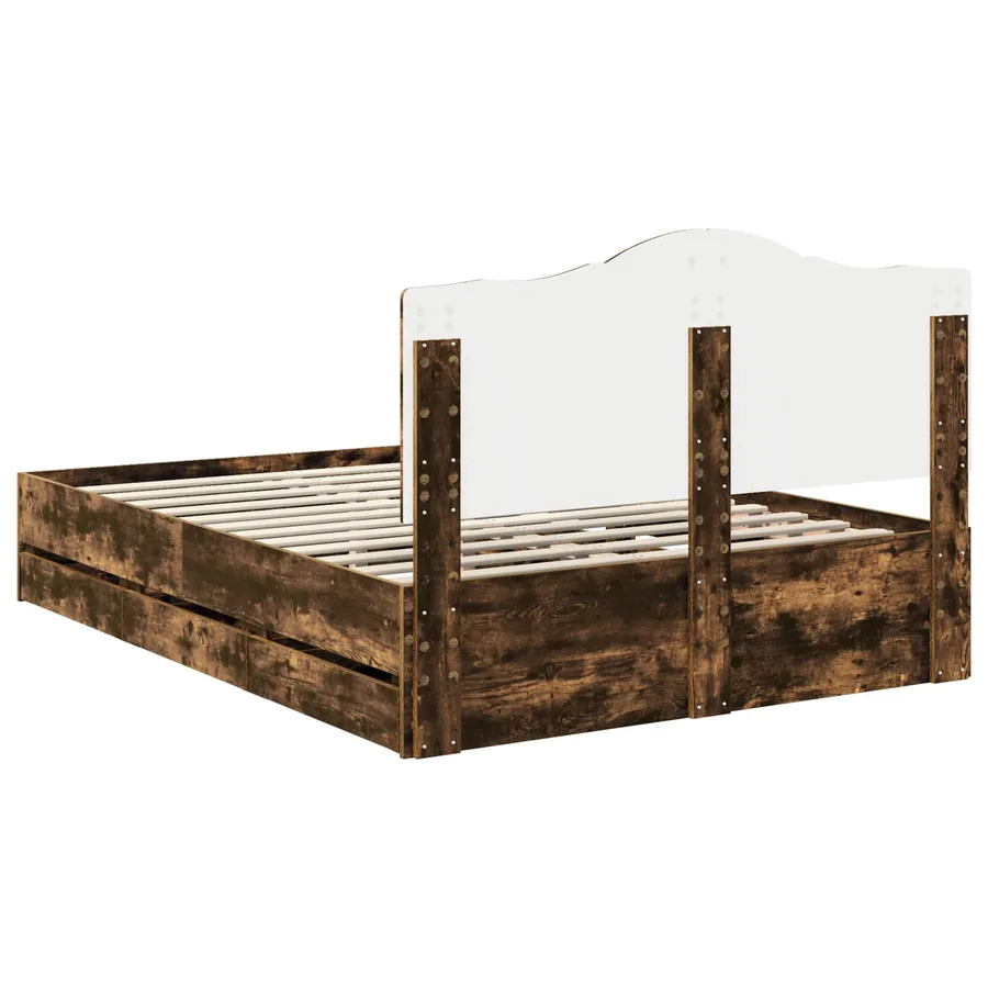 Cadre de lit Chêne Fumé 150 x 200 cm Bois Ingénierie - 10