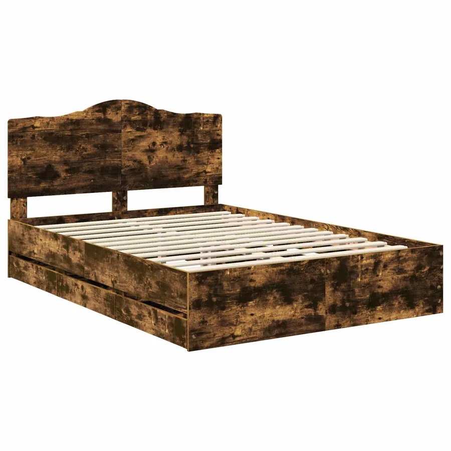Cadre de lit Chêne Fumé 150 x 200 cm Bois Ingénierie - 4