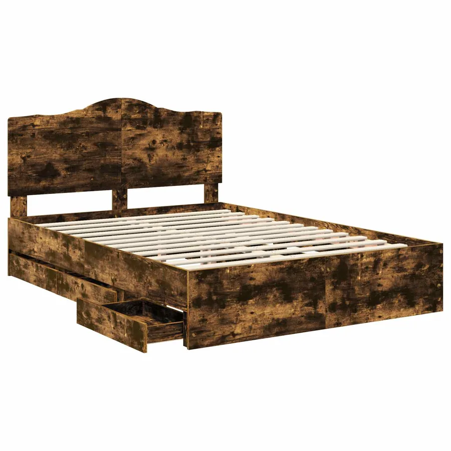 Cadre de lit Chêne Fumé 150 x 200 cm Bois Ingénierie - 5