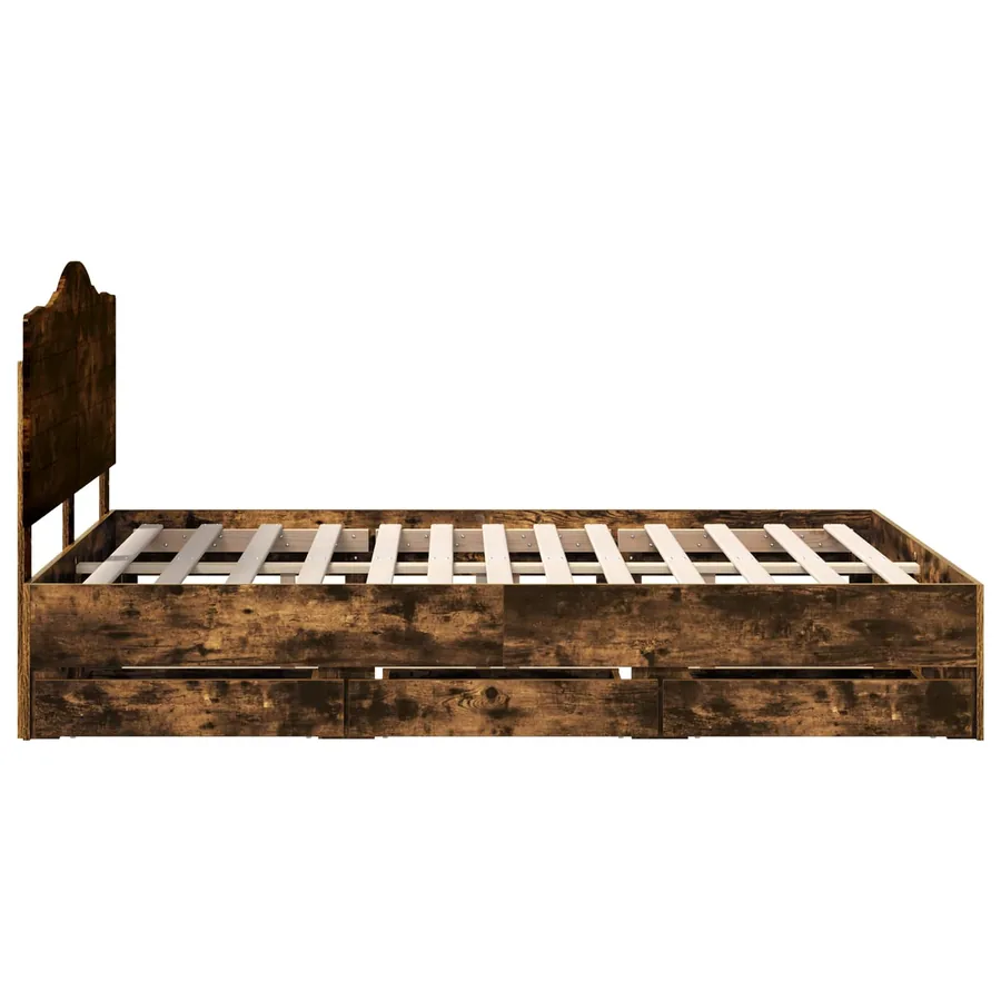 Cadre de lit Chêne Fumé 150 x 200 cm Bois Ingénierie - 9