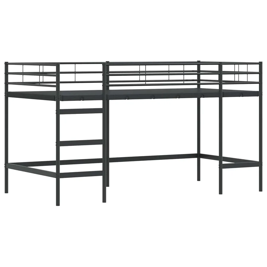 Cadre de Lit Mezzanine pour Enfants avec Rideaux Noir et rose - 5