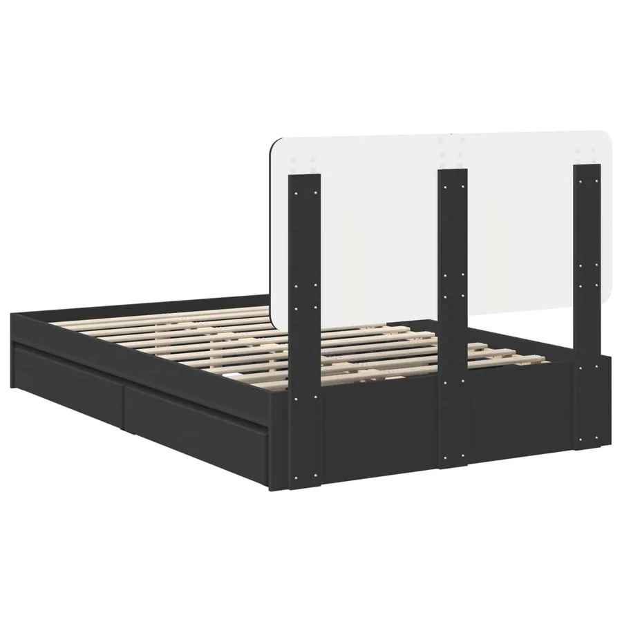 Lit de Rangement Noir 135 x 190 cm Bois d'ingénierie - 10