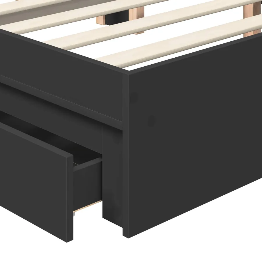 Lit de Rangement Noir 135 x 190 cm Bois d'ingénierie - 11