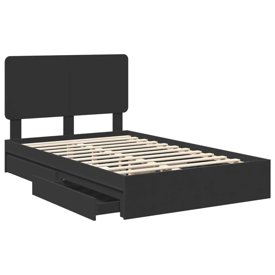 Lit de Rangement Noir 135 x 190 cm Bois d'ingénierie - 5