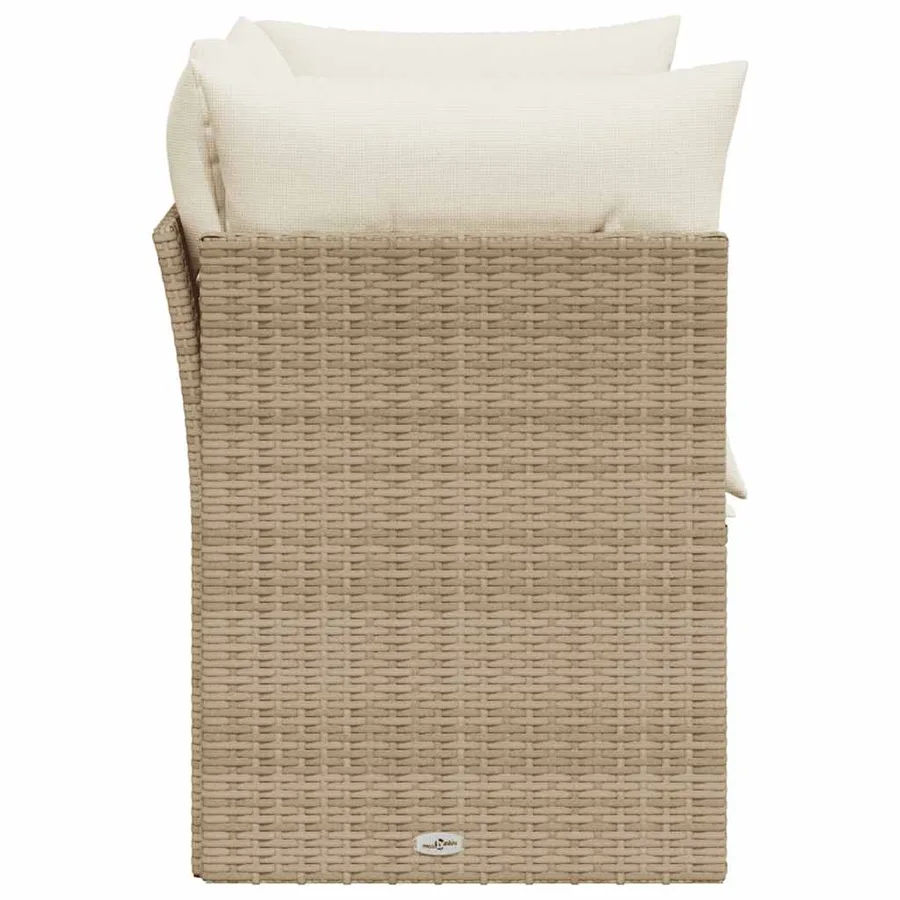 Canapé de jardin avec coussins 2 places beige résine tressée - 5