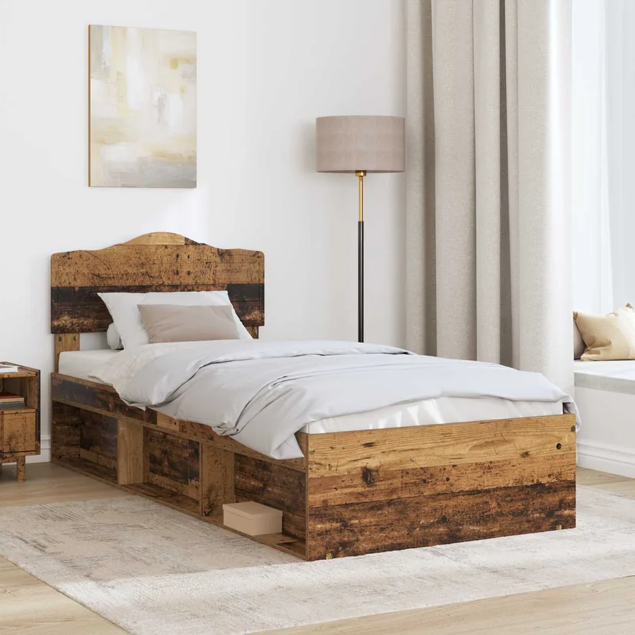 Cadre de lit Bois ancien 90 x 200 cm Bois de pin massif - 3
