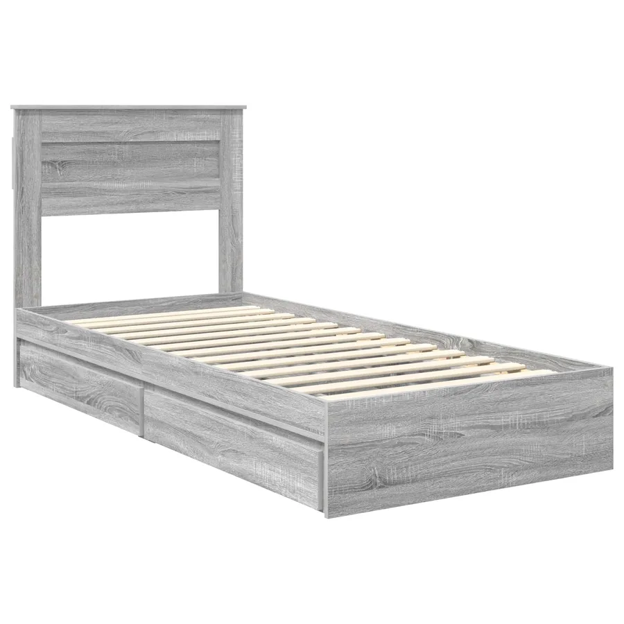 Lit de Rangement Gris Sonoma 100 x 200 cm Bois d'ingénierie - 4